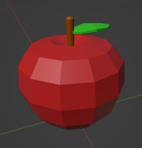 完成したリンゴのローポリモデルの例