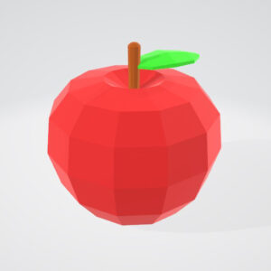 リンゴのローポリモデルの完成例