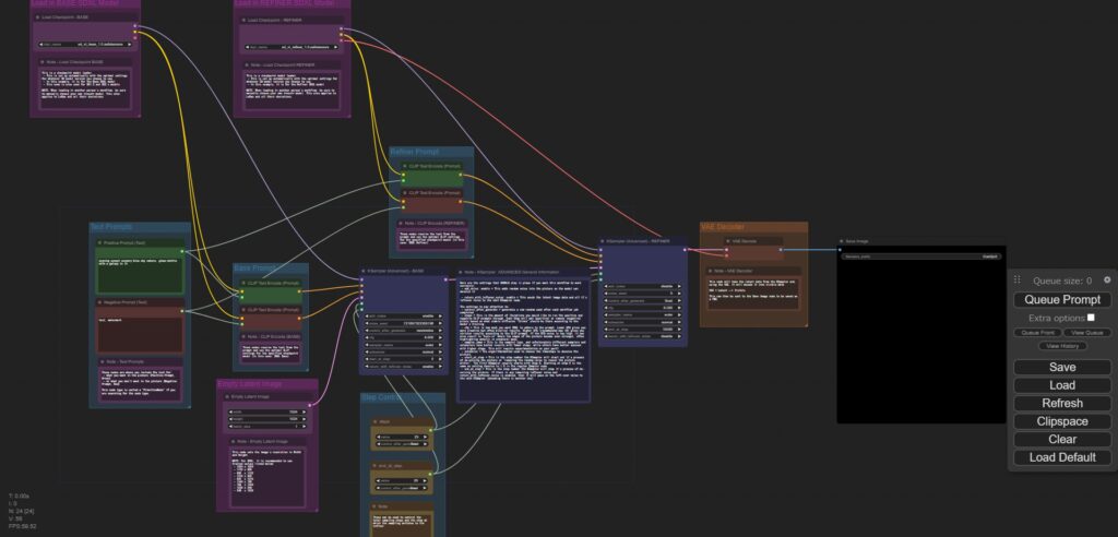 SDXL用のワークフローの画面