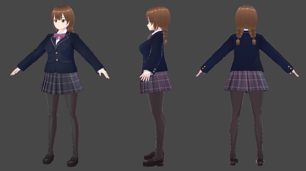 VRoid Studioで作った女の子のキャラクターの例