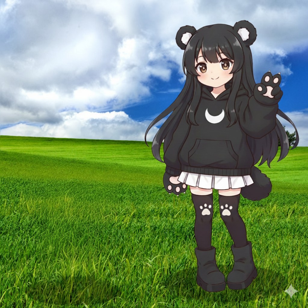 Geminiで左のクマのキャラクターだけを消した場合の例