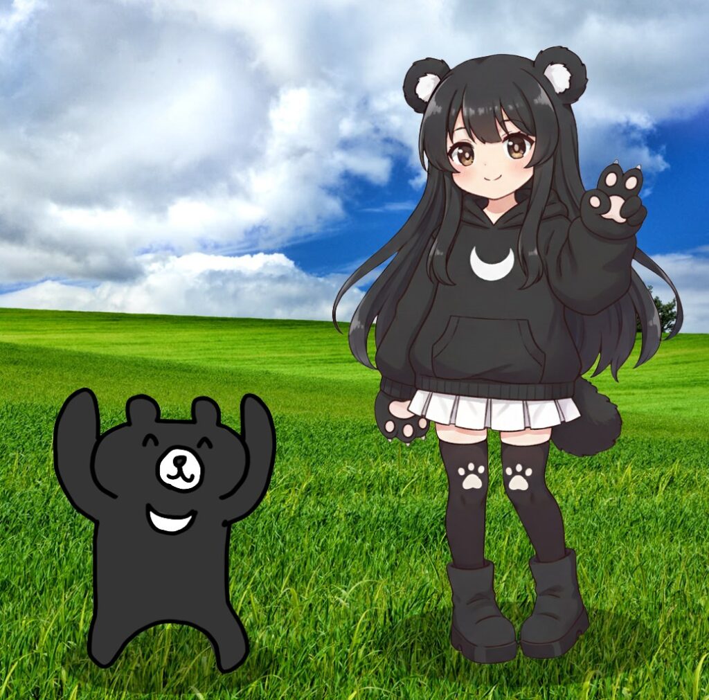 クマのキャラクターと女の子のキャラクター
