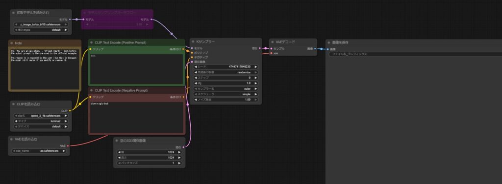 Z-Image-Turbo用のComfyUIワークフロー