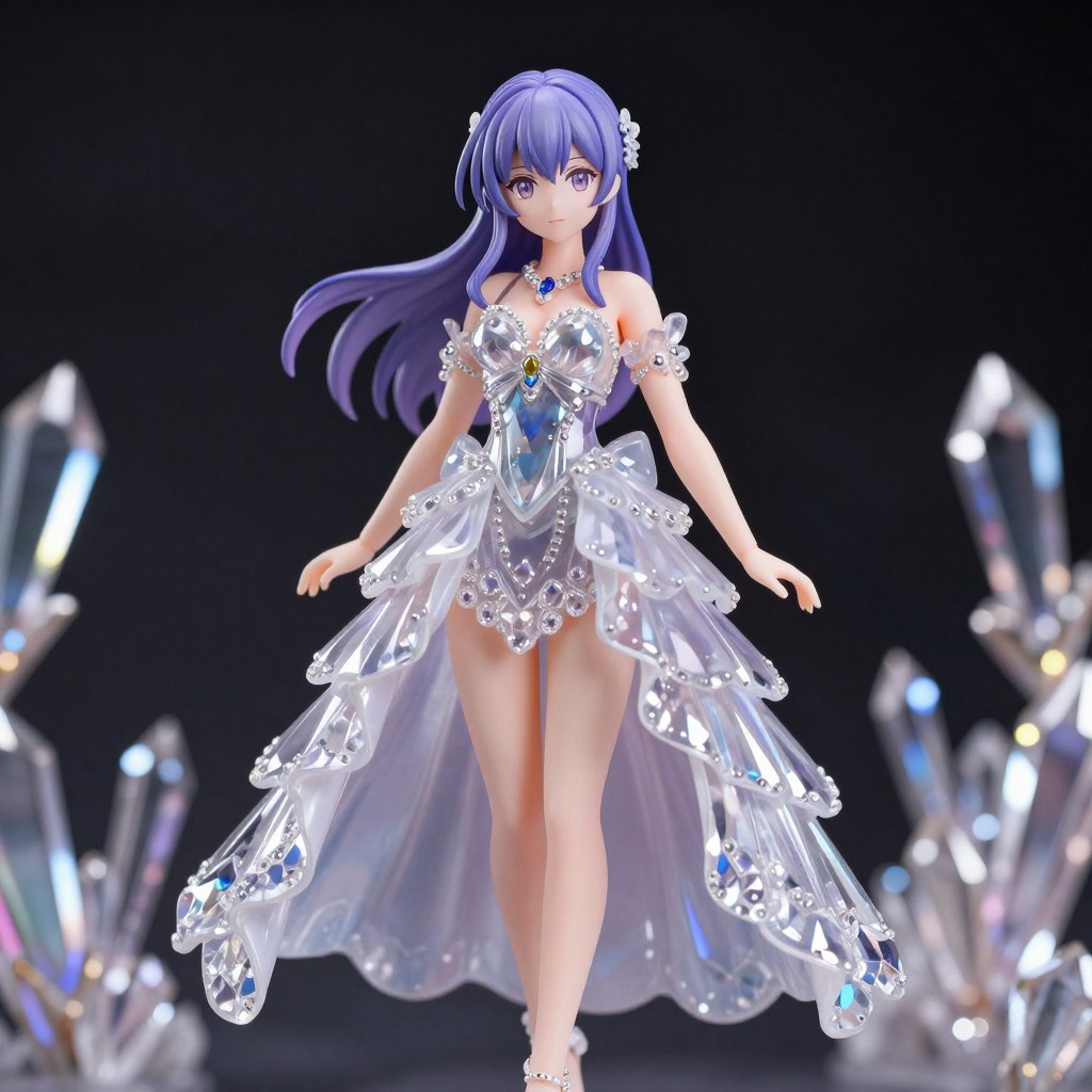 Z-Image-Turboで生成した、クリスタルの衣装を着た女の子の美少女フィギュア風画像