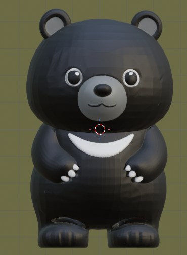 Pixal3Dで生成した3Dモデルの例（ツキノワグマのキャラクター） 正面